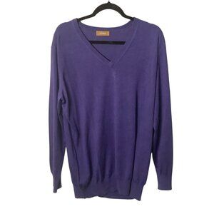 Sojrn Men XL Purple V-Neck Silk Cashmere Blend Luxury Sweater Pullover